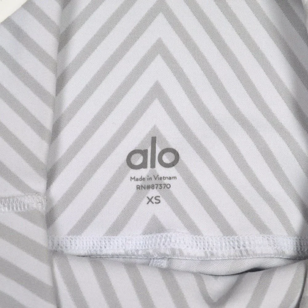 alo Diagonal Stripe Santa Fe White Crop Legging XS